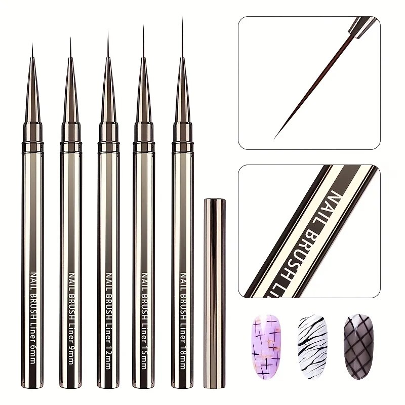 Coloured Gel Set - Pinceaux pour Nail Art, 5 pièces,